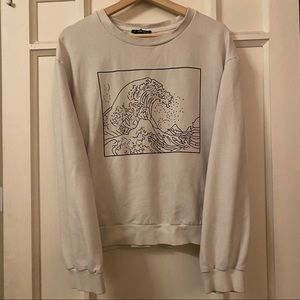 Wave print graphic long sleeve tee